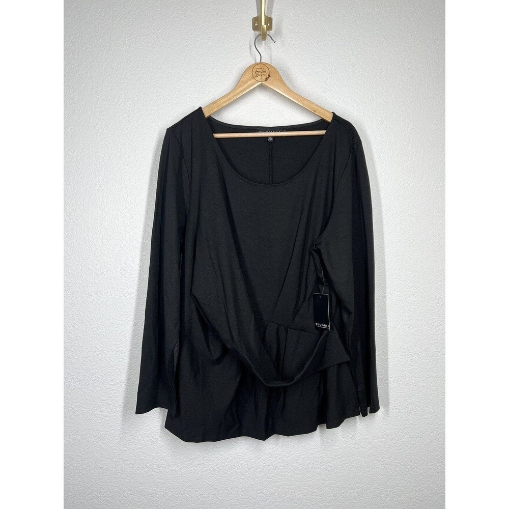 Eloquii Women’s Draped Faux Wrap Top Size 24 Black
